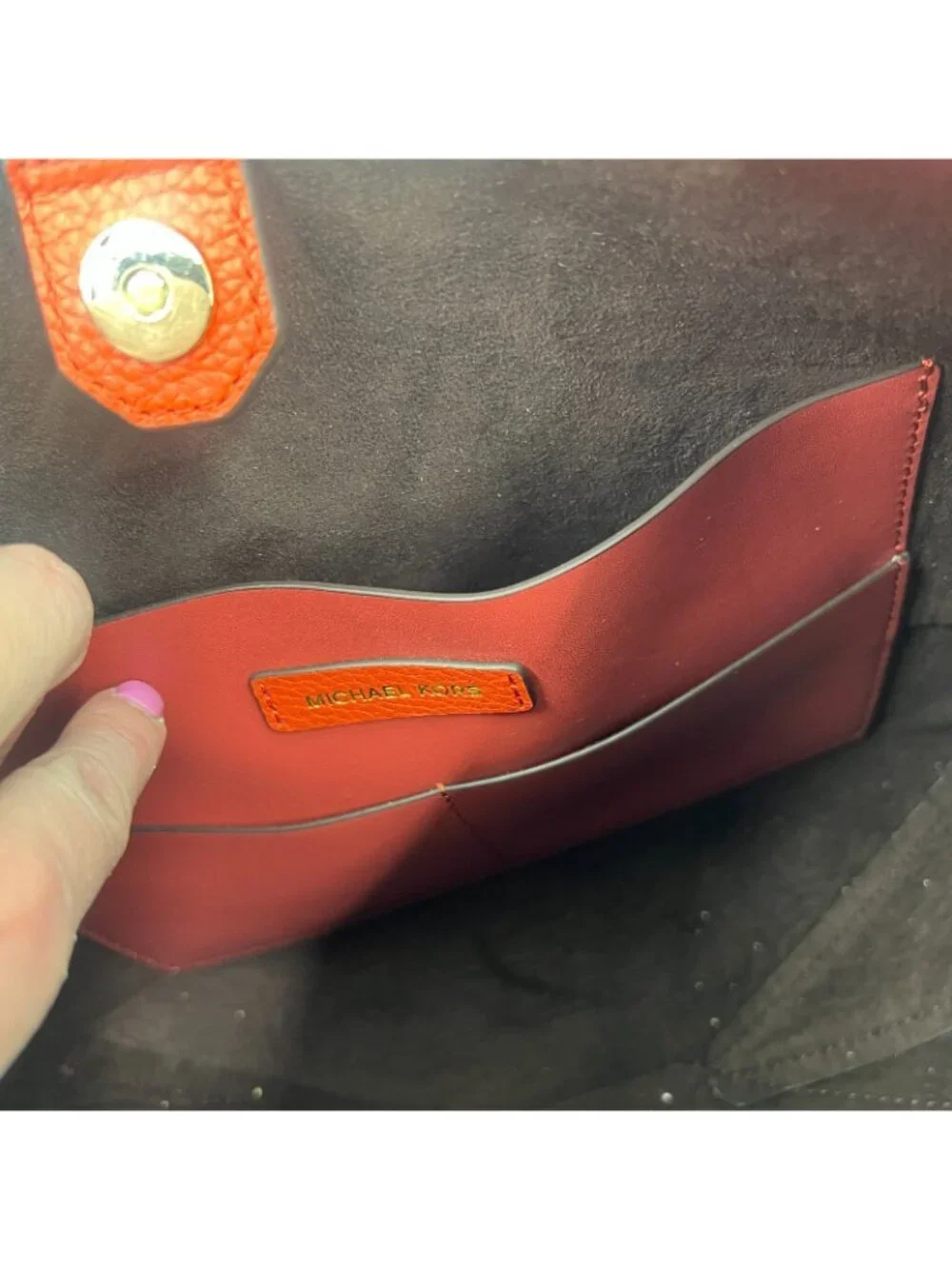 Michael Kors Junie Medium Pebbled Leather Orange Hobo Bag w/Dust Bag